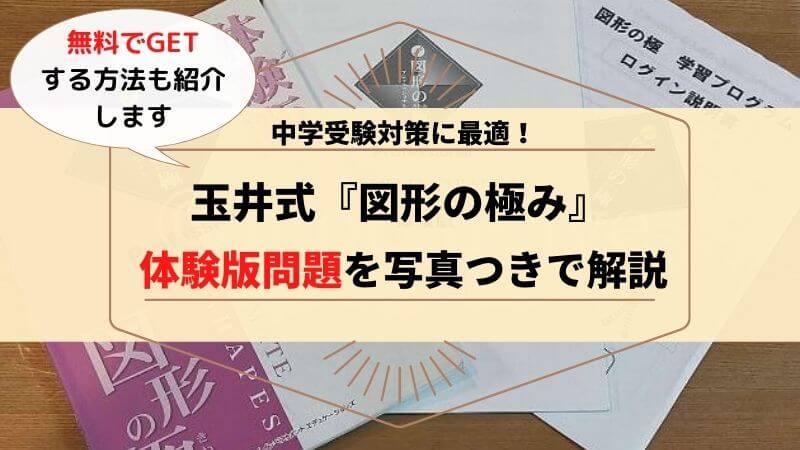 全80ページ 玉井式 図形の極み 体験版教材をタダでgetする方法とは Mochi Live